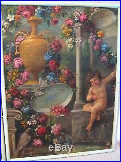 Paire de tableaux de boiserie huiles sur toile époque XVIII ème siècle