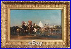 Parade indienne huile sur toile Orientaliste par Gustave Garaud (1844-1914)
