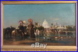 Parade indienne huile sur toile Orientaliste par Gustave Garaud (1844-1914)