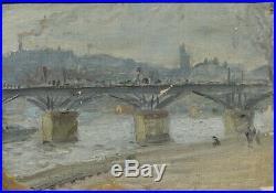 Paris, 1890, Le Pont Des Arts Signature à Déchiffrer Petit Impressionniste