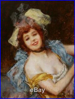 Paul GERVAIS peintre TOULOUSE tableau huile portrait jeune femme ivre bouteille