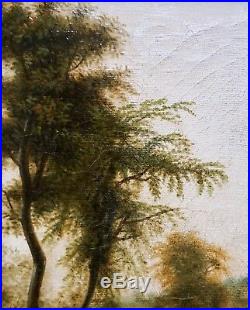 Paysage Pont Animé avec personnages / Huile sur toile/fin XVIII siècle / France