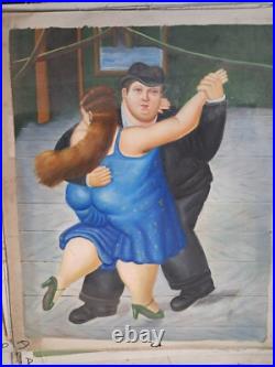 Peinte À La Main Fernando Botero Huile Sur Toile Faux D'autore 50x60 CM
