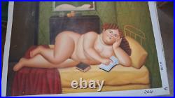 Peinte à la Main Fernando Botero Huile sur Toile Faux D'Auteur 60x90 CM Lein