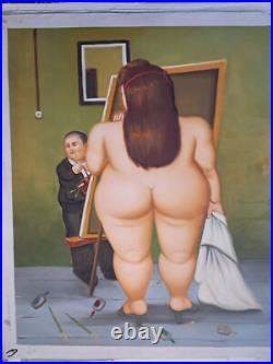 Peinte à la Main par Fernando Botero Huile sur Toile Faux D'Auteur 50x60 CM