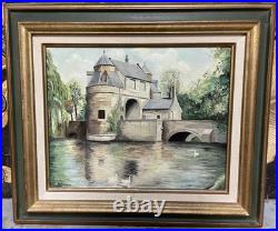 Peinture Ancienne Château Huile sur Toile Signée Peinture Ancienne Château Huile sur Toile Signée