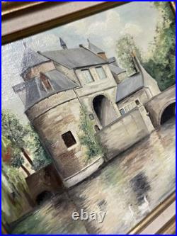 Peinture Ancienne Château Huile sur Toile Signée