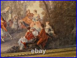 Peinture Ancienne, Huile Sur Toile Encadrée Représentant Une Scène Galante