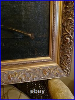 Peinture Ancienne, Huile Sur Toile Nature Morte Encadrée Et Signée