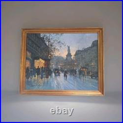 Peinture Ancienne Huile Sur Toile Paris Paysage Architecture, Tableau Encadré