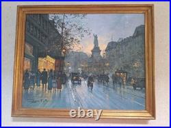 Peinture Ancienne Huile Sur Toile Paris Paysage Architecture, Tableau Encadré