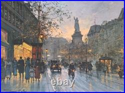 Peinture Ancienne Huile Sur Toile Paris Paysage Architecture, Tableau Encadré