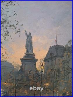 Peinture Ancienne Huile Sur Toile Paris Paysage Architecture, Tableau Encadré