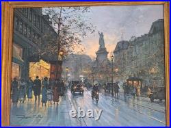 Peinture Ancienne Huile Sur Toile Paris Paysage Architecture, Tableau Encadré