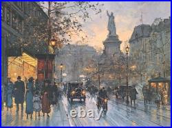 Peinture Ancienne Huile Sur Toile Paris Paysage Architecture, Tableau Encadré