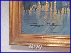 Peinture Ancienne Huile Sur Toile Paris Paysage Architecture, Tableau Encadré