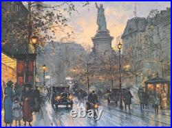 Peinture Ancienne Huile Sur Toile Paris Paysage Architecture, Tableau Encadré