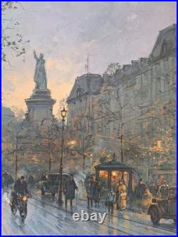 Peinture Ancienne Huile Sur Toile Paris Paysage Architecture, Tableau Encadré