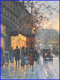 Peinture Ancienne Huile Sur Toile Paris Paysage Architecture, Tableau Encadré