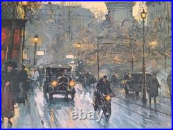 Peinture Ancienne Huile Sur Toile Paris Paysage Architecture, Tableau Encadré