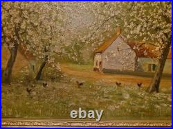 Peinture Ancienne Huile Sur Toile Poule Signée Adolphe POOT