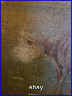Peinture Ancienne Huile Sur Toile Représentant Des Vaches