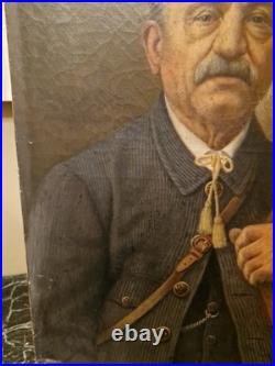Peinture Ancienne Huile Sur Toile Représentant Un Chasseur