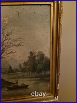 Peinture Ancienne Huile Sur Toile Représentant Un Paysage