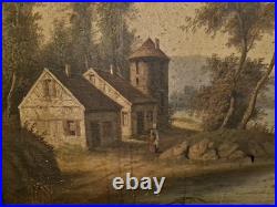 Peinture Ancienne Huile Sur Toile Représentant Un Paysage