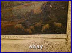 Peinture Ancienne Huile Sur Toile Représentant Une Paysage Époque XIX Ème S