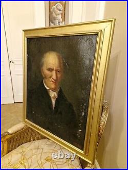 Peinture Ancienne, Huile Sur Tolle Représentant Un Portrait D'homme Époque XIX È