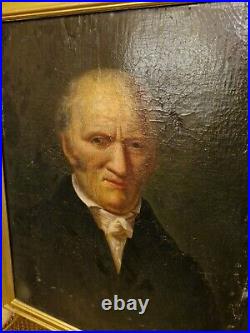 Peinture Ancienne, Huile Sur Tolle Représentant Un Portrait D'homme Époque XIX È