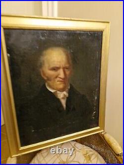 Peinture Ancienne, Huile Sur Tolle Représentant Un Portrait D'homme Époque XIX È