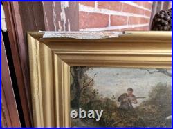 Peinture Ancienne, Huile Sur toile Scène De Chasse, XIX Ème S Signée Peinture Ancienne, Huile Sur toile Scène De Chasse, XIX Ème S Signée