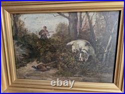 Peinture Ancienne, Huile Sur toile Scène De Chasse, XIX Ème S Signée Peinture Ancienne, Huile Sur toile Scène De Chasse, XIX Ème S Signée