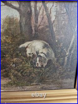 Peinture Ancienne, Huile Sur toile Scène De Chasse, XIX Ème S Signée Peinture Ancienne, Huile Sur toile Scène De Chasse, XIX Ème S Signée