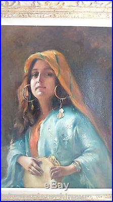 Peinture Femme orientale 1917. Painting 1917 signed J SILVERA