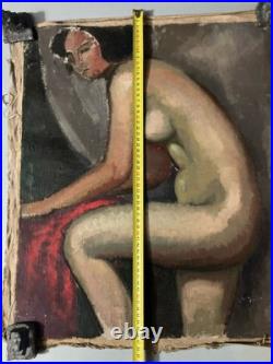 Peinture Huile Sur Toile 1930 Femme Nue Nu Atelier Fauve Fauvismes À Identifier