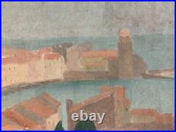 Peinture Huile Sur Toile Collioure Mer Méditerranée Atelier Robert Santerne 1950