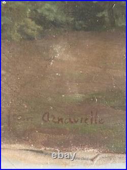 Peinture Huile Sur Toile Jean Arnavielle Statue Jardin Sculpture Arbre 1920 Art