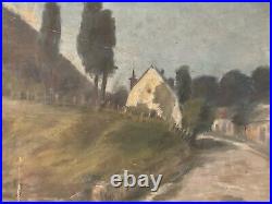 Peinture Huile Sur Toile Maison Paysage Arbre Bretagne 1930 Ancien A Identifier