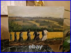 Peinture Huile Sur Toile Représentant Une Scène De Mariage Signée