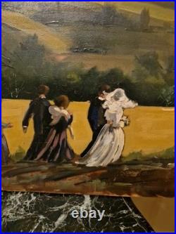 Peinture Huile Sur Toile Représentant Une Scène De Mariage Signée