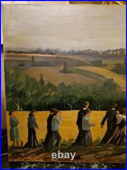 Peinture Huile Sur Toile Représentant Une Scène De Mariage Signée