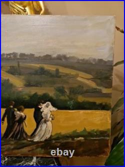 Peinture Huile Sur Toile Représentant Une Scène De Mariage Signée
