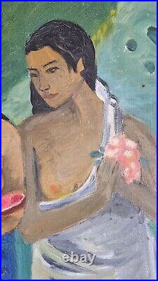 Peinture Huile Sur Toile femme nue des îles d'aprés Gaughin. Painting oil woman
