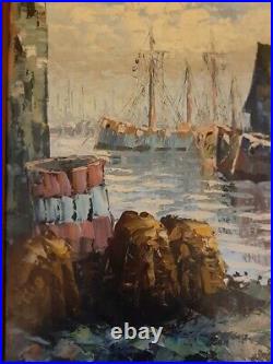 Peinture, Huile sur toile Signé P. Clement, Paysage marin, Bateaux, XIXème