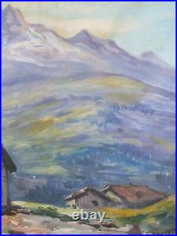 Peinture Huile sur toile signée Guy Le Florentin Paysage de Montagne
