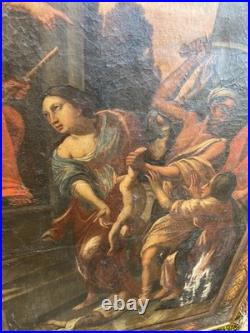Peinture ItalienneXVIIe Huile Sur Toile Le Massacre Des Innocents Lucas Penni