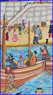 Peinture Pêche à Nice Huile sur toile de Rose Calvino Peinture Pêche à Nice Huile sur toile de Rose Calvino